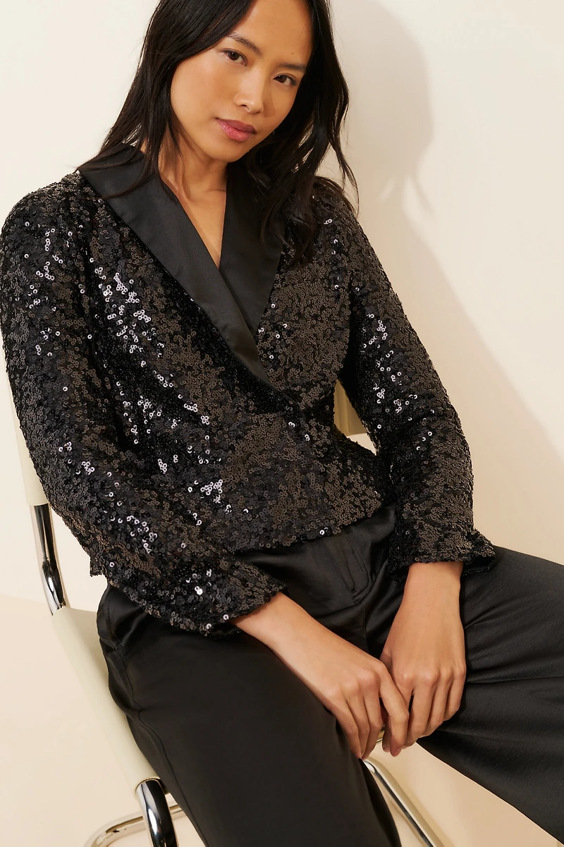Hutch Cropped Sequin Blazer