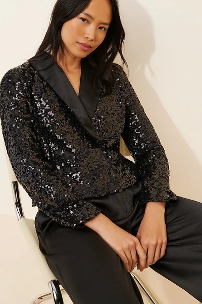 Hutch Cropped Sequin Blazer