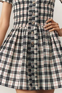 Damson Madder Mansi Short-Sleeve Smocked Mini Dress