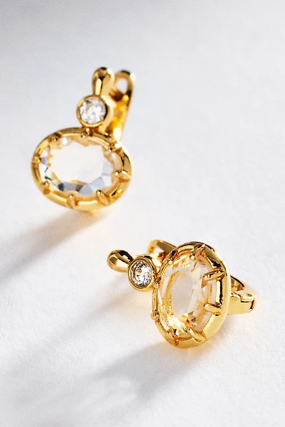 By Anthropologie Crystal Huggie Hoop Earrings