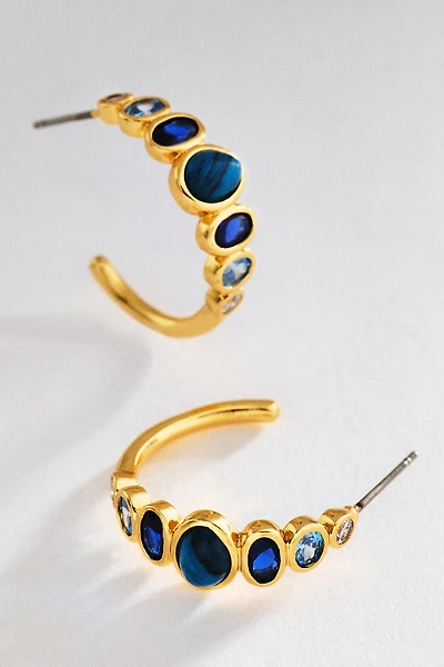 By Anthropologie Stone and Crystal Hoop Earrings