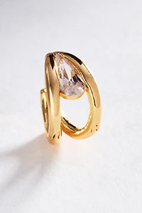 By Anthropologie Crystal Huggie Hoop Earrings