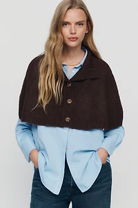 By Anthropologie Cropped Funnel-Neck Poncho