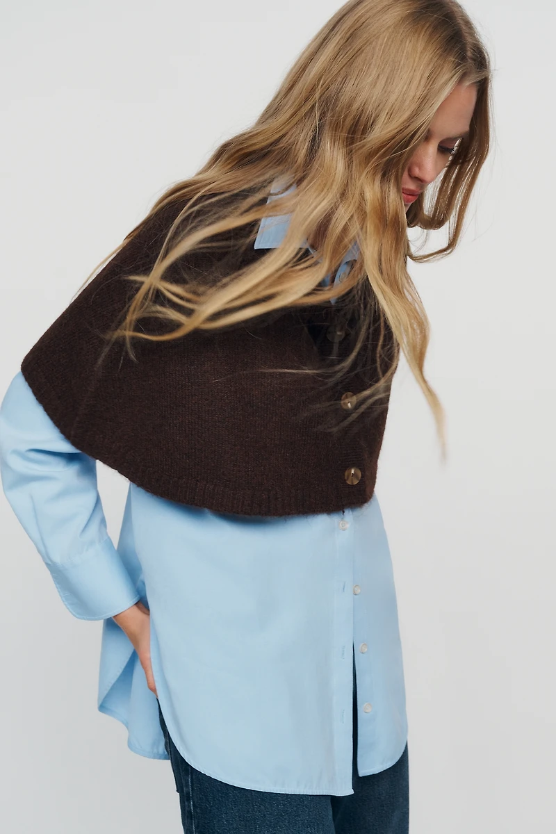 By Anthropologie Cropped Funnel-Neck Poncho
