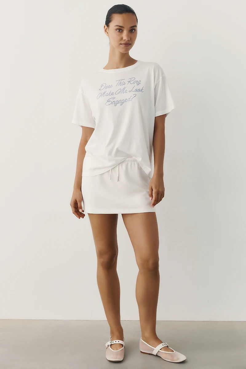 Letluv Engaged 100% Cotton Rhinestone Bridal Tee
