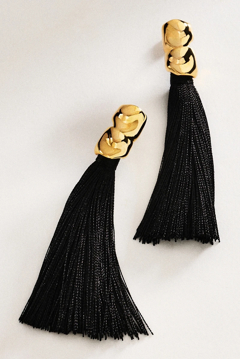 Molten Metal Tassel Drop Earrings