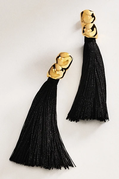 Molten Metal Tassel Drop Earrings