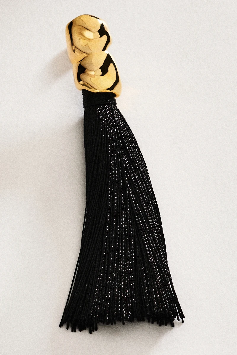 Molten Metal Tassel Drop Earrings