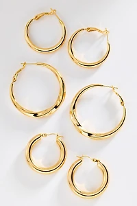 By Anthropologie Twisted Hoop Earrings, Set of 3