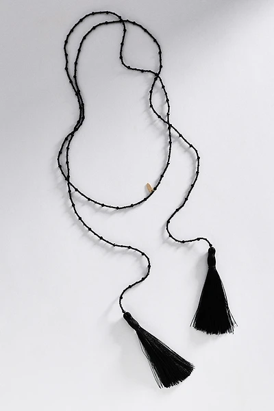 Wrap Tassel Beaded Lariat Necklace