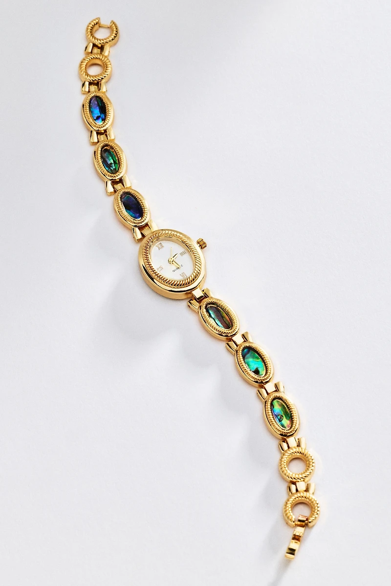 By Anthropologie Mother of Pearl Chain Watch