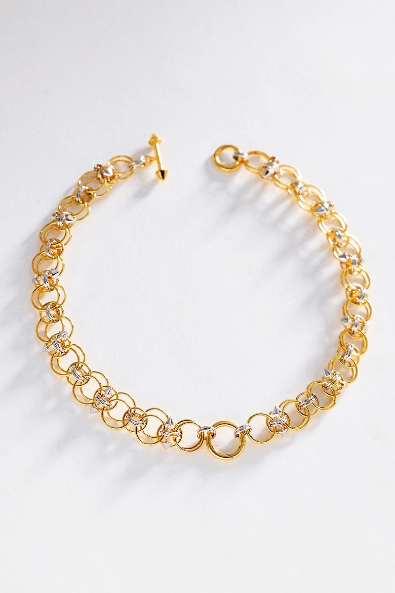 Awe Inspired Chain Mail Toggle Charm Collar Necklace