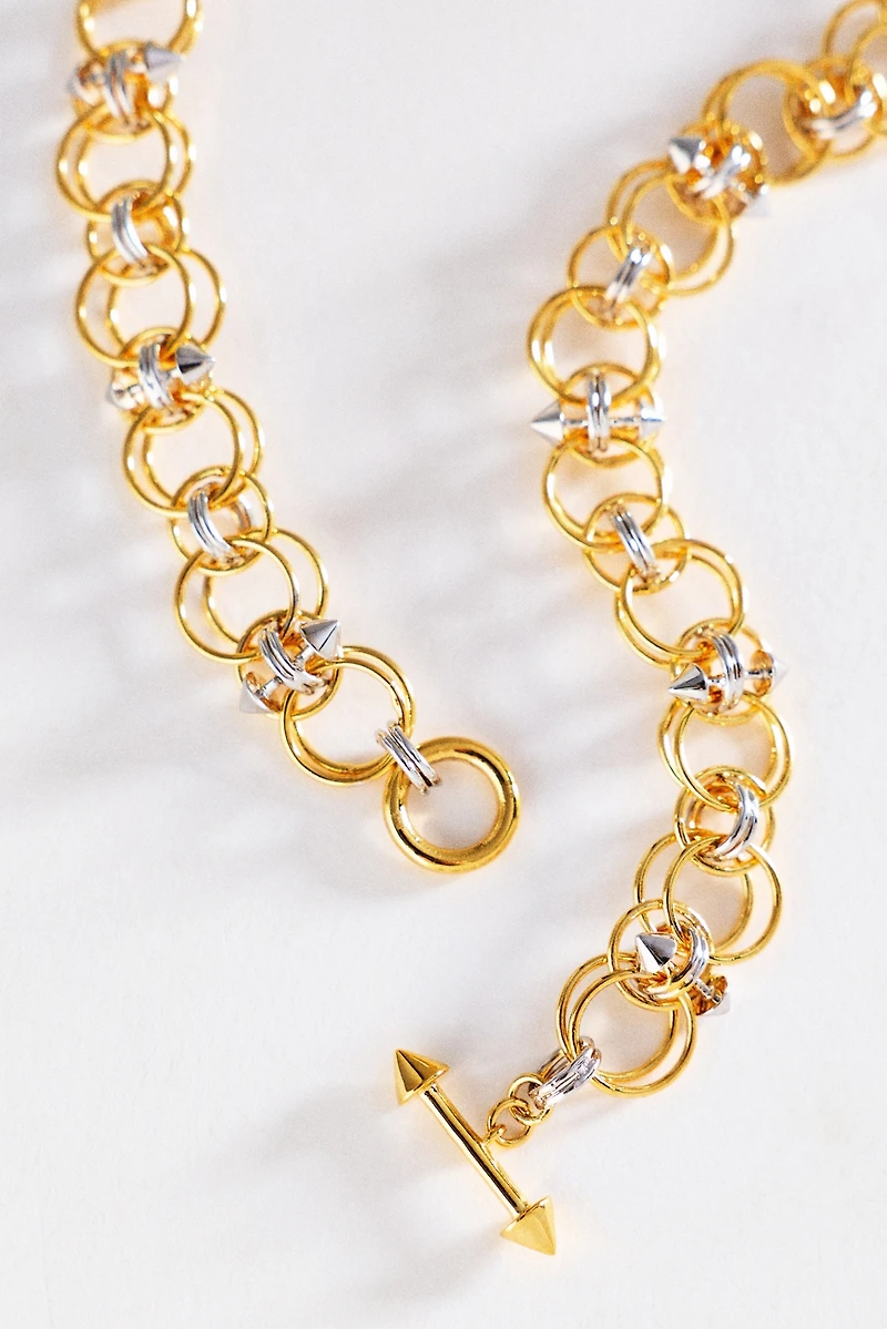 Awe Inspired Chain Mail Toggle Charm Collar Necklace