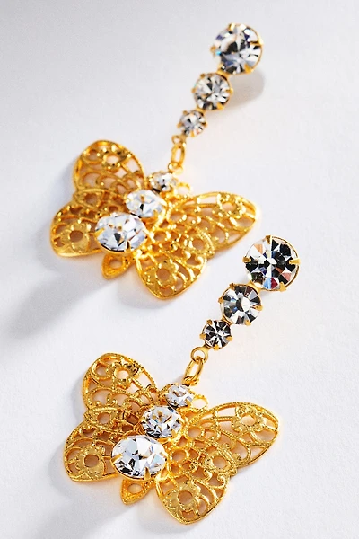 The Pink Reef Filagree Butterfly Drop Earrings