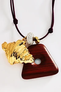 Timeless Pearly Corded Croissant Necklace