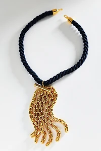Timeless Pearly Corded Tassel Necklace