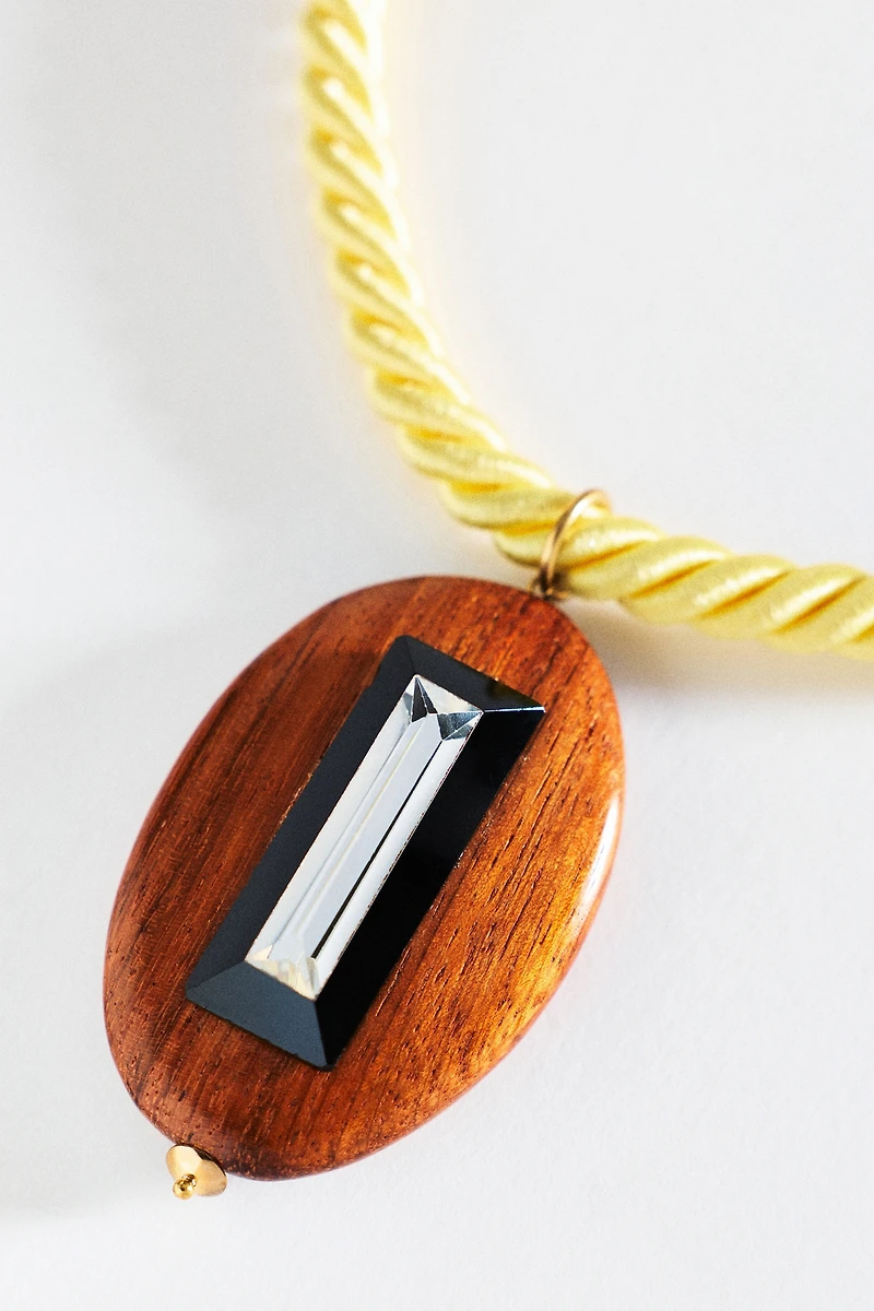 Timeless Pearly Yellow Corded Wood Necklace