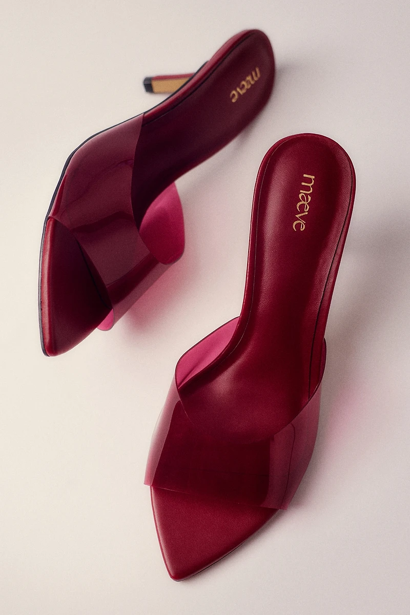 Maeve PVC Pointed-Toe Mule Heels