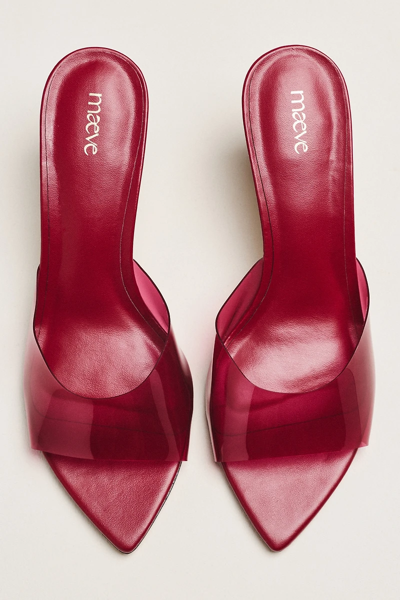 Maeve PVC Pointed-Toe Mule Heels