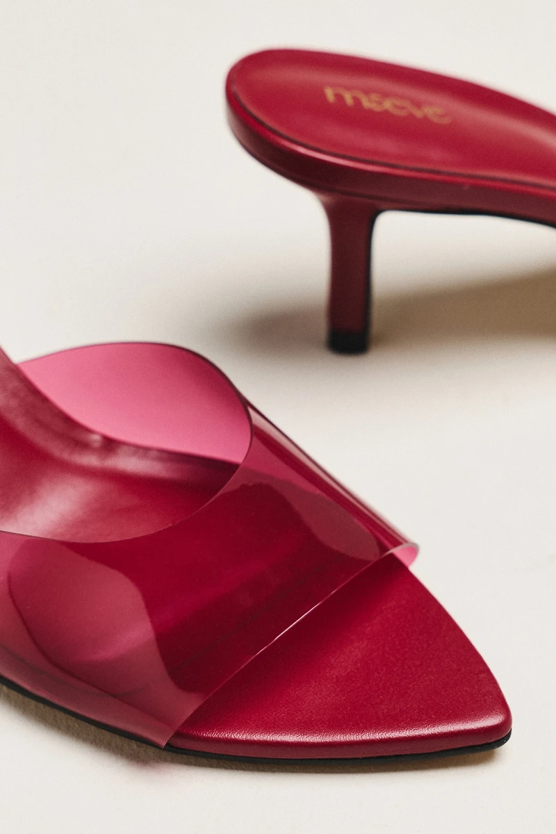 Maeve PVC Pointed-Toe Mule Heels