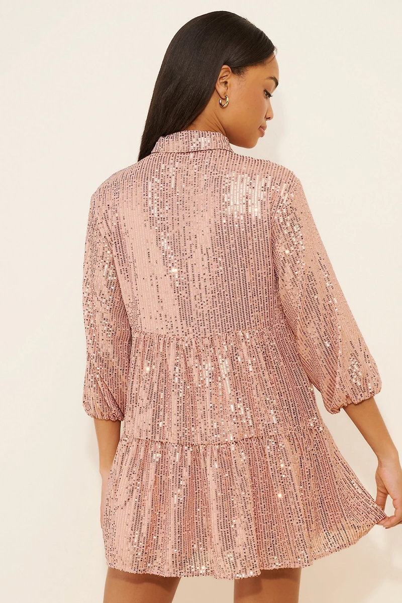 Maeve Bettina Sequin Mini Shirt Dress