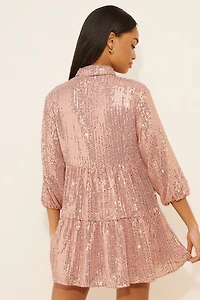 Maeve Bettina Sequin Mini Shirt Dress
