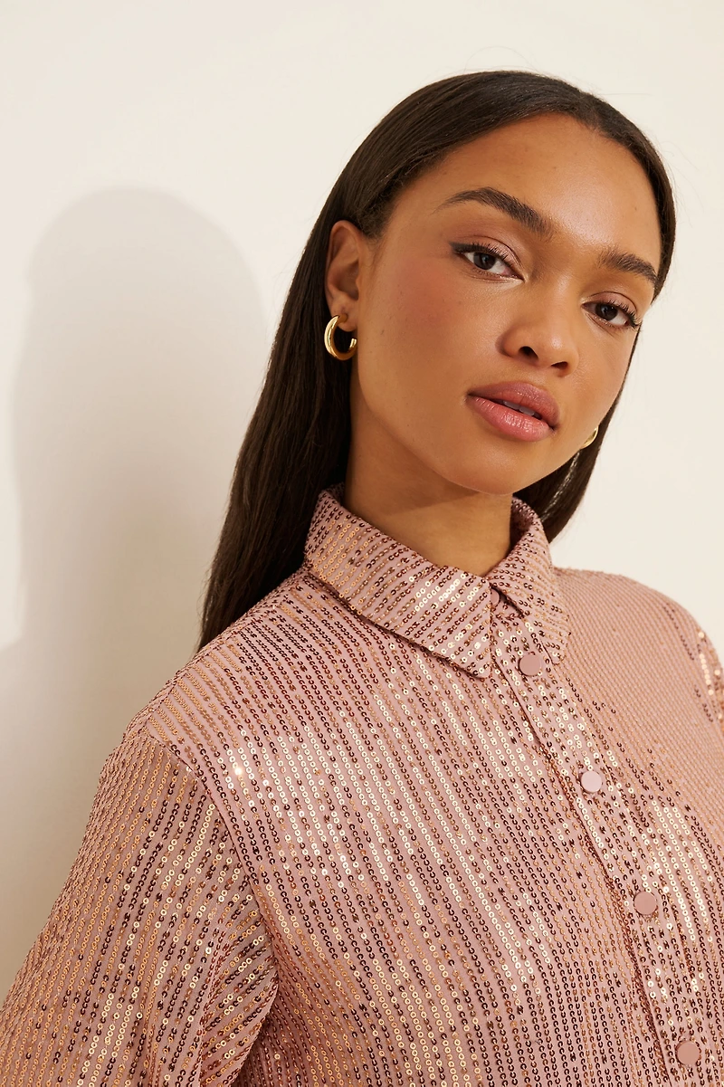 Maeve Bettina Sequin Mini Shirt Dress