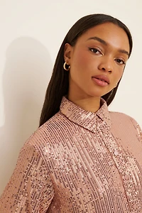 Maeve Bettina Sequin Mini Shirt Dress