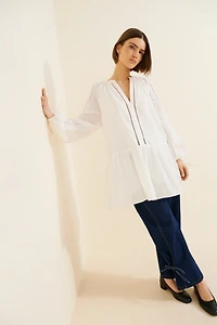 Petal & Pup Hart Long Sleeve Linen Blend Mini Dress