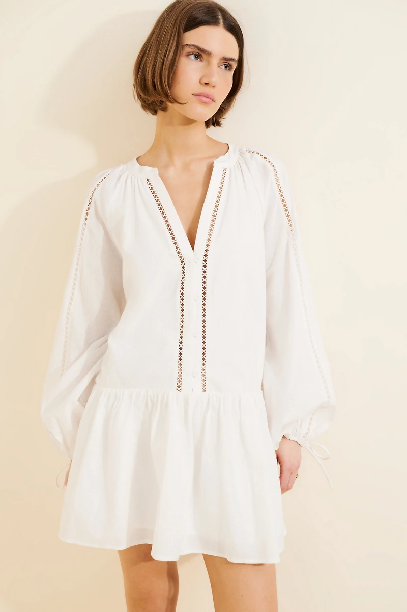 Petal & Pup Hart Long Sleeve Linen Blend Mini Dress