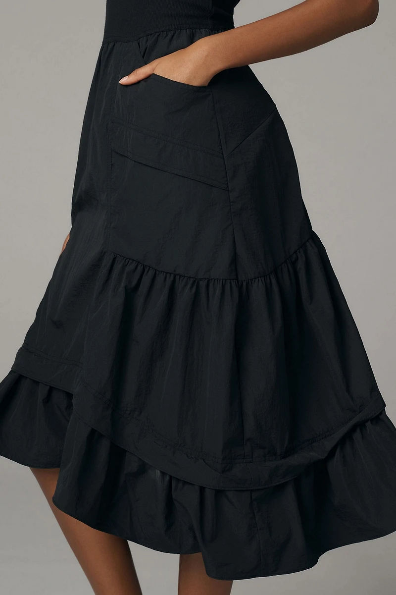 Daily Practice by Anthropologie Strapless Drop-Waist Tiered Dress