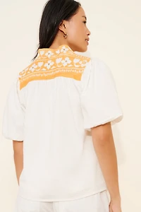 Ciebon Bayna Embroidered Puff Sleeve Top