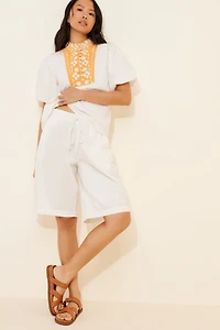 Ciebon Bayna Embroidered Puff Sleeve Top