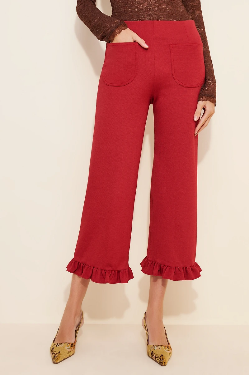 Maeve The Colette Ruffle-Hem Wide-Leg Pants