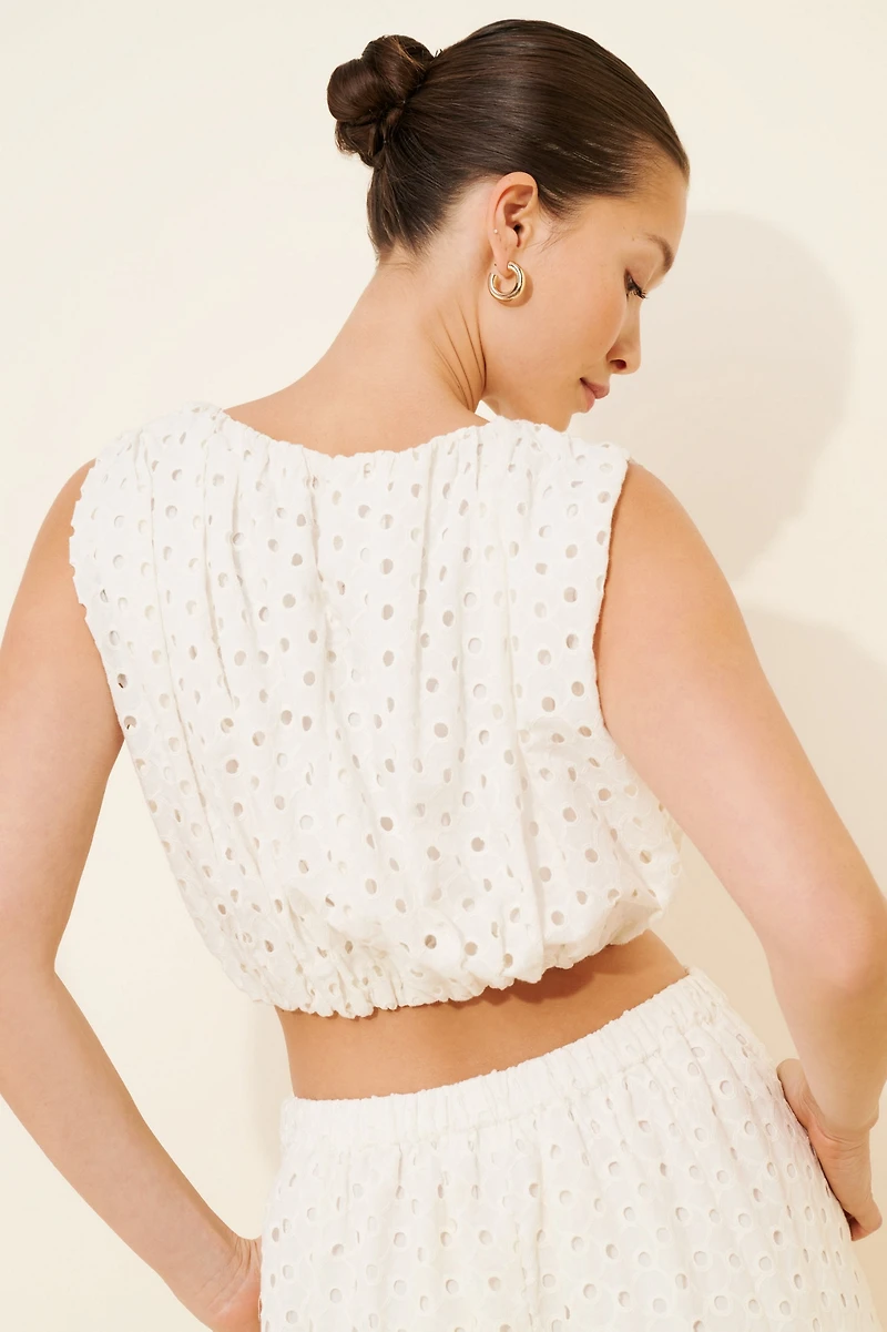 ASTR the Label Nalley Eyelet Crop Top