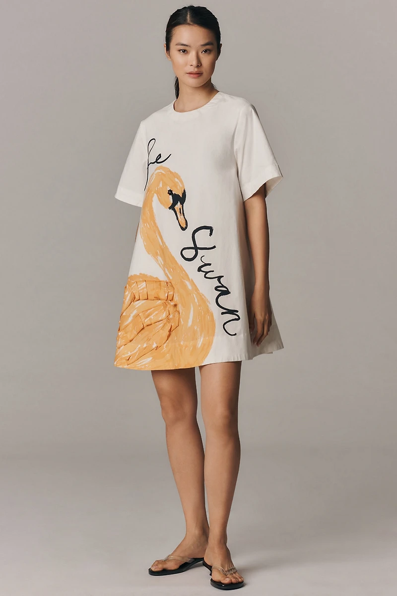 Maeve The Emmy Short-Sleeve Swing Mini Dress: Graphic Edition