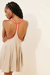 Celandine Crab Shack Bib Linen Blend Mini Dress