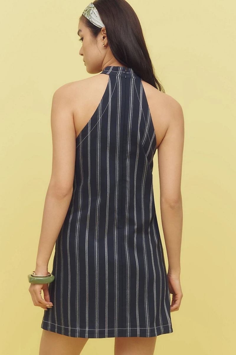 Maeve Halter Deco Button Mini Dress