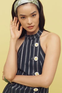 Maeve Halter Deco Button Mini Dress