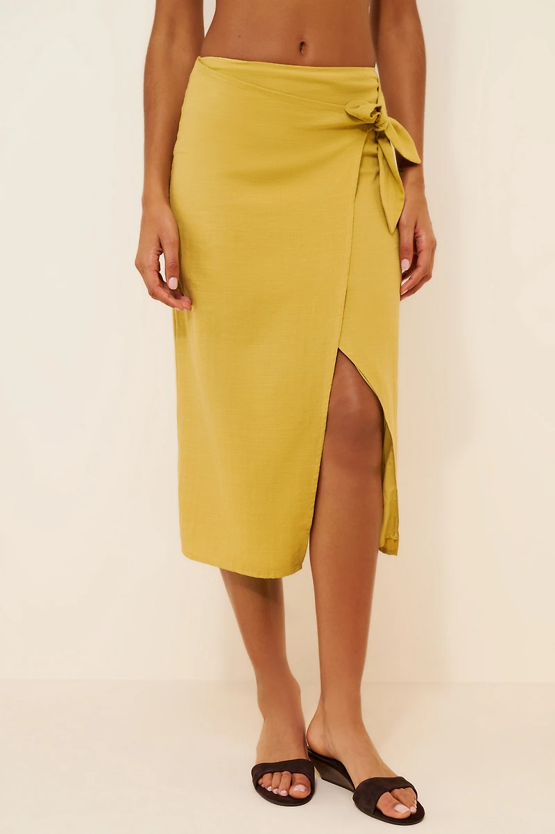 Flat White Wrap Midi Skirt