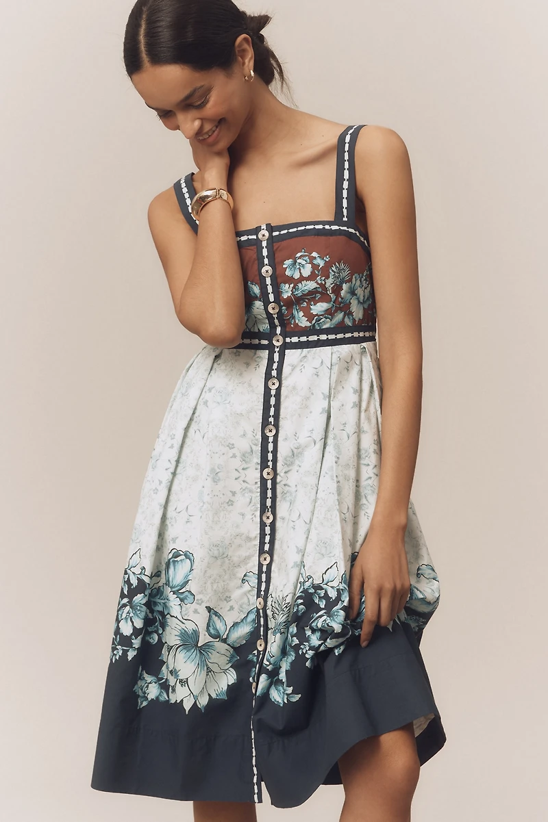 Square Neck Button Front Dress