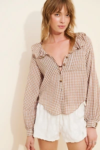 Pilcro Ruffle Collar Buttondown Shirt