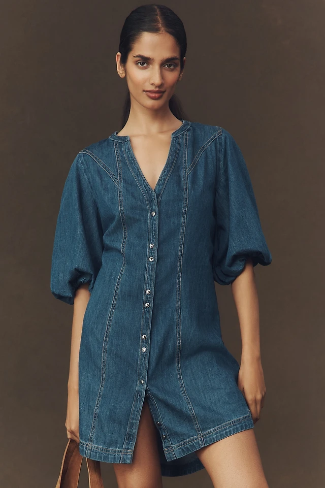 Pilcro Puff-Sleeve Denim Shirt Dress at MarketFair Shoppes in Princeton, NJ