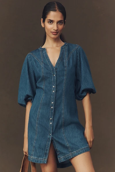 Pilcro Puff-Sleeve Denim Shirt Dress