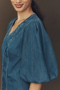 Pilcro Puff-Sleeve Denim Shirt Dress
