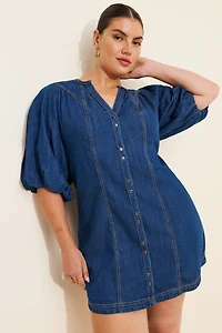 Pilcro Puff-Sleeve Denim Shirt Dress