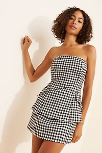 Maeve Strapless Peplum Tweed Mini Dress