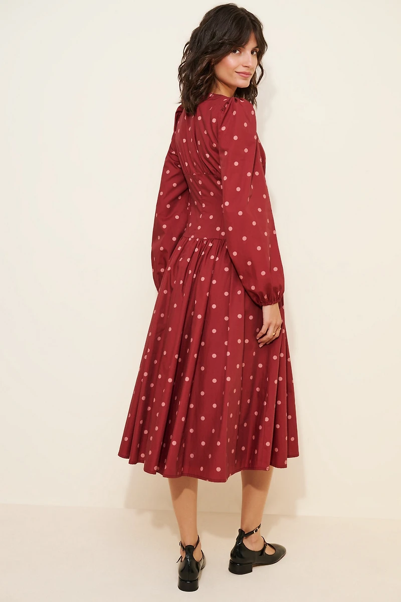 Hutch Drop-Waist Long Sleeve Midi Dress