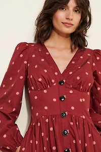 Hutch Drop-Waist Long Sleeve Midi Dress