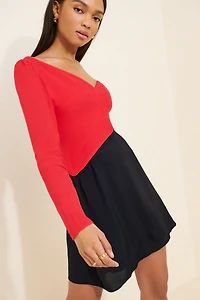 FARM Rio One Shoulder Color-Blocked Mini Dress